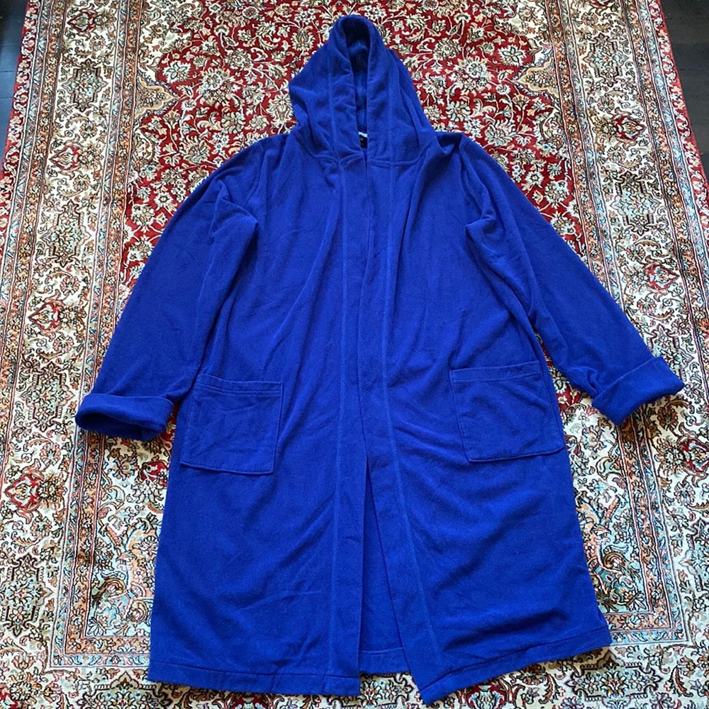 Lands’ End Boys Hooded Fleece Robe in Deepest Cobalt